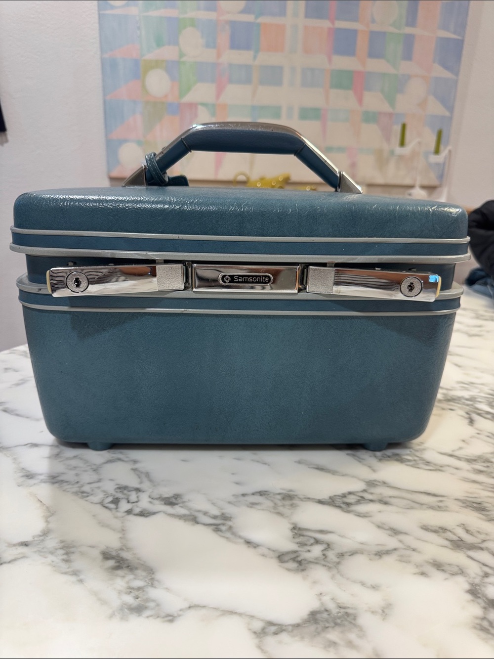 Samsonite Blue-Green Vintage Hard-Shell Train Case